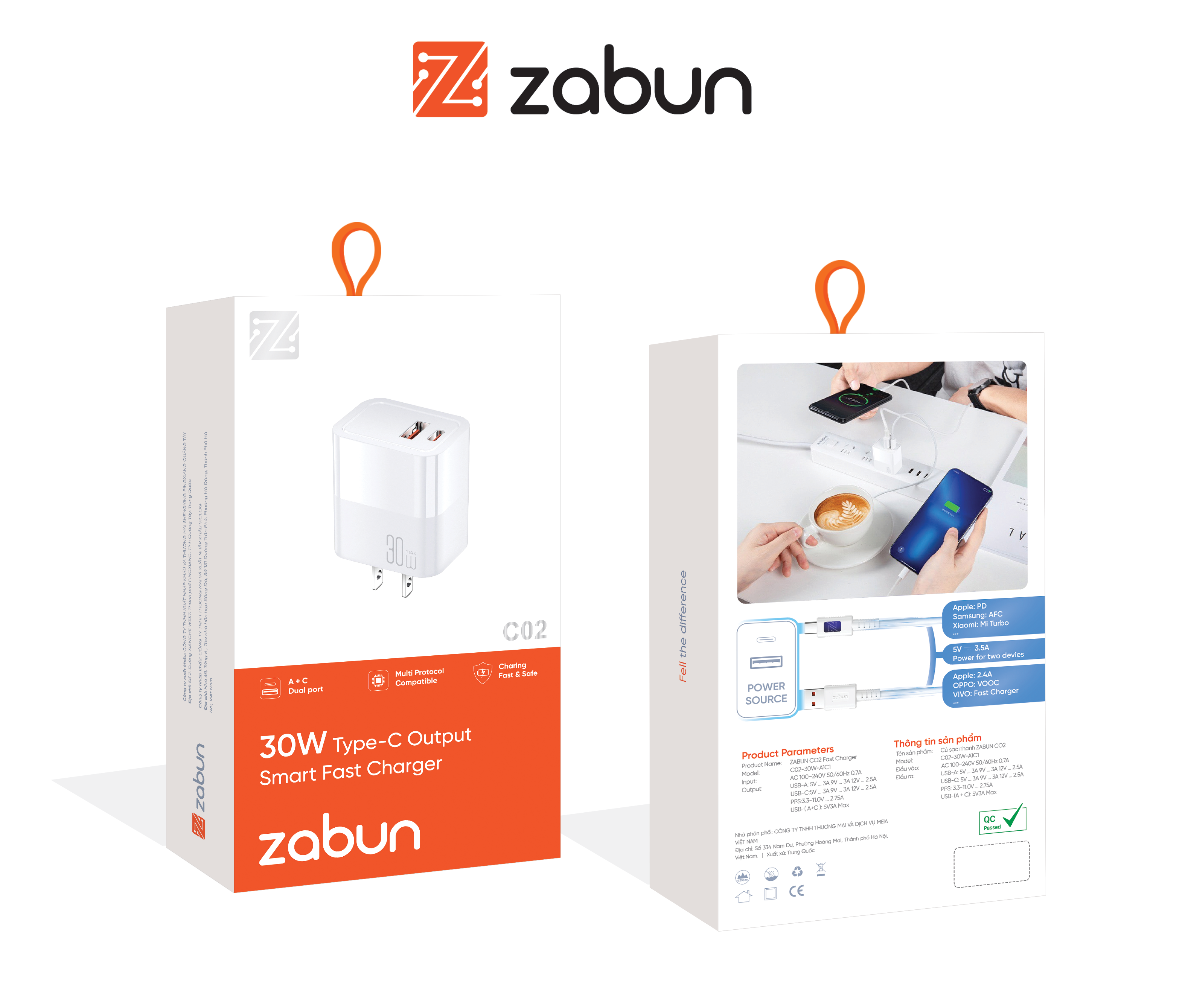 Củ sạc 30W 2 cổng Zabun C02